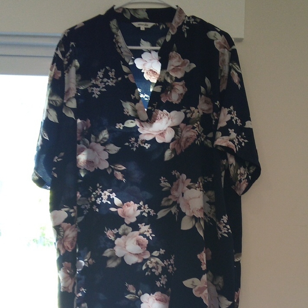 Amaryllis Blue and Pink Casual Button Down Shirt